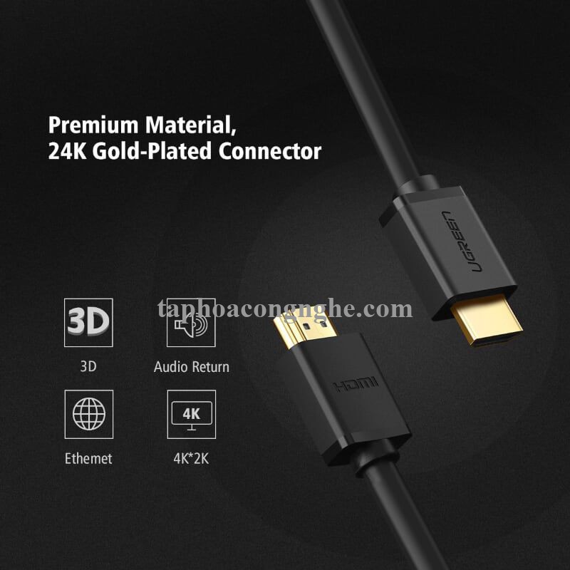 Ugreen 10111 15M màu Đen Cáp tín hiệu HDMI chuẩn 1.4 hỗ trợ phân giải 4K * 2K HD104 30010111